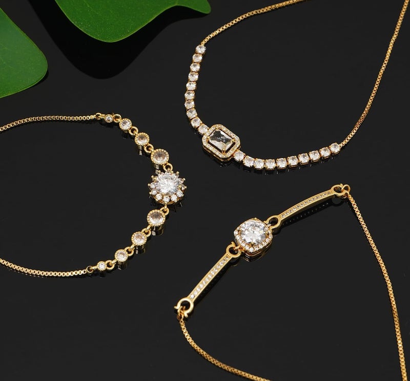 Wovanoo Tennis Bracelet for Women Cubic Zirconia Bracelets Adjustable Slider Bracelets - Image 4